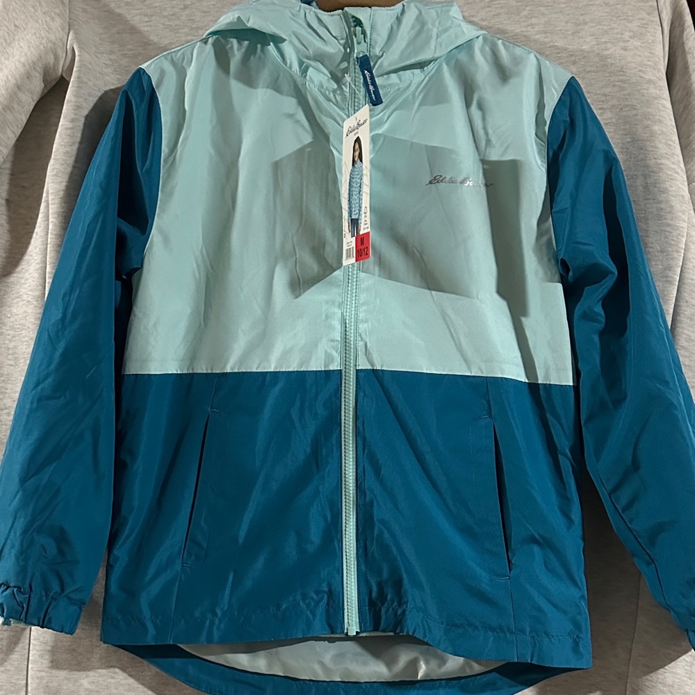 Blue and Teal Hooded Windbreaker